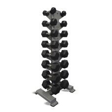 Inflight Fitness, 8-Pair Vertical Dumbbell Rack, 8 Pair Rubber Hexagon Dumbbell Set