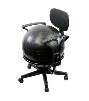 CanDo Ball Chair - Metal - Mobile - with Back - with Arms - with 22" Black Ball