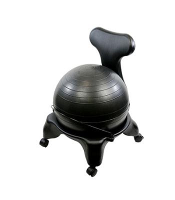 CanDo Ball Chair - Plastic - Mobile - with Back - Adult Size - with 22" Black Ball