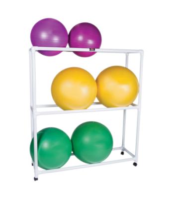 Inflatable Exercise Ball - Accessory - PVC Mobile Floor Rack, 62" x 20" x 72", 3 Shelf