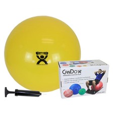 CanDo Inflatable Exercise Ball - Economy Set - Yellow - 18" (45 cm) Ball, Pump, Retail Box