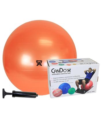 CanDo Inflatable Exercise Ball - Economy Set - Orange - 22" (55 cm) Ball, Pump, Retail Box