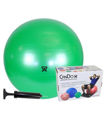 CanDo Inflatable Exercise Ball - Economy Set - Green - 26" (65 cm) Ball, Pump, Retail Box
