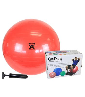 CanDo Inflatable Exercise Ball - Economy Set - Red - 30" (75 cm) Ball, Pump, Retail Box