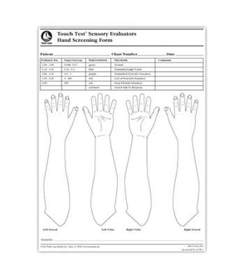 Touch-Test Monofilament - Screening Form for Hand - 100 Sheet Pad
