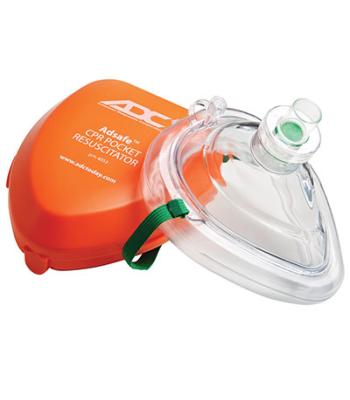 ADC Adsafe CPR Pocket Resuscitator, Adult, Orange, w/ Case