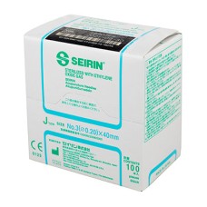 SEIRIN J-Type Acupuncture Needles, Size 3 (0.20mm) x 40mm, Box of 100 Needles