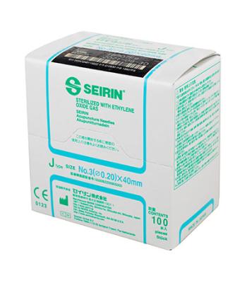 SEIRIN J-Type Acupuncture Needles, Size 3 (0.20mm) x 40mm, Box of 100 Needles