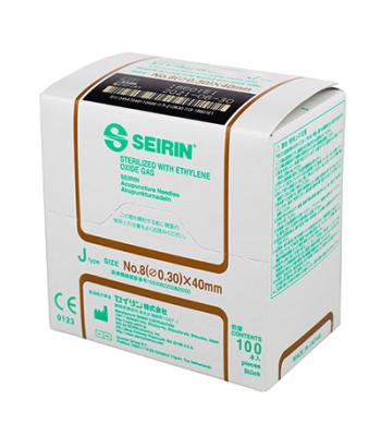 SEIRIN J-Type Acupuncture Needles, Size 8 (0.30mm) x 40mm,  Box of 100 Needles
