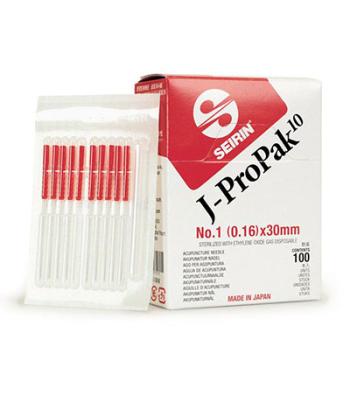 SEIRIN J-ProPak Acupuncture Needles, Size 1 (0.16mm) x 30mm, Box of 100 Needles