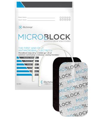 Micro Block Antimicrobial Electrodes, 2" x 3.5" Rectangle White Cloth (10 packs of 4)
