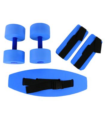 CanDo deluxe aquatic exercise kit, (jogger belt, ankle cuffs, hand bars), small, blue