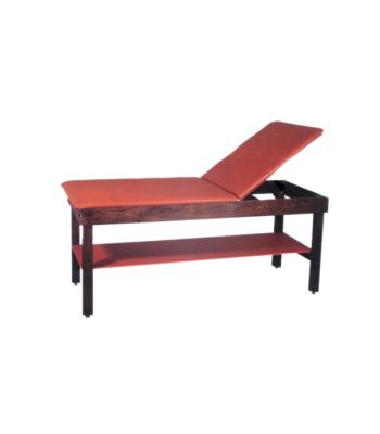 wooden treatment table - H-brace, shelf, adjustable back, upholstered, 72" L x 30" W x 30" H
