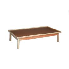 wooden platform table - fixed height, raised-rim, 8' x 6' x 19"