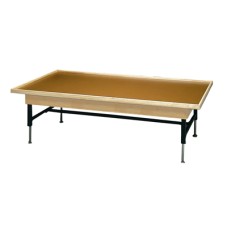 wooden platform table - economy electric hi-low, raised rim, 7' x 5' x (19" - 27")
