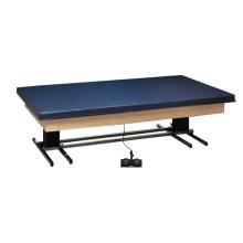 wooden platform table - deluxe electric hi-low, upholstered, 7' x 5' x (23" - 32")