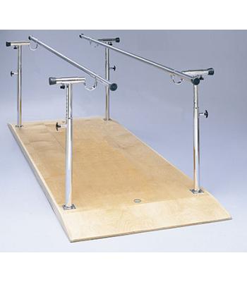Parallel Bars, wood platform mounted, height and width adjustable, 10' L x 19" - 26" W x 26" - 44" H