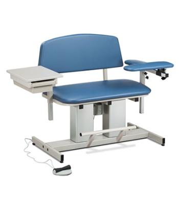Clinton, Power Series Phlebotomy Bariatric Chair, Padded Flip Arm, Drawer