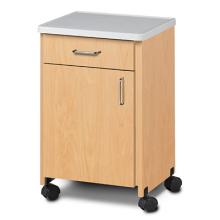 Clinton, Mobile Bedside Cabinet, Molded Top, 18" x 16" x 29.25"