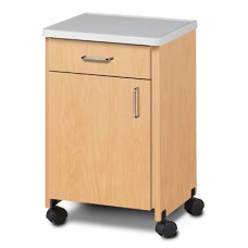 Clinton, Mobile Bedside Cabinet, Molded Top, 18" x 16" x 29.25"