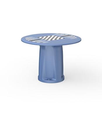 Endurance Round Base Table, 42" Round Top, Game Top, Blue Grey
