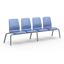 Structured Seating, 4 Seats, No Arms, Bolt Down, Blue Grey