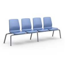 Structured Seating, 4 Seats, No Arms, Bolt Down, Blue Grey