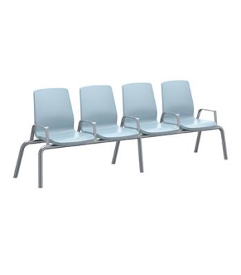 Structured Seating, 4 Seats, With Arms, Bolt Down, Blue Grey