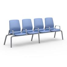 Structured Seating, 4 Seats, Arms/Dividers, Bolt Down, Blue Grey