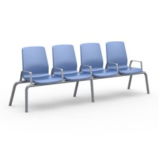 Structured Seating 3 Seats Arms/Dividers, Glides, Blue Grey