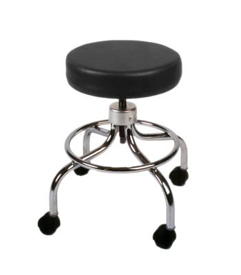Mechanical mobile stool, no back, 18" - 24" H, black upholstery