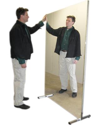 Glassless Mirror, Stationary with Stand, Vertical, 16" W x 48" H
