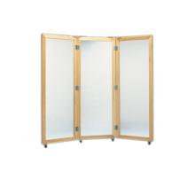 Glass mirror, mobile caster base, 3-panel mirror, 28" W x 75" H