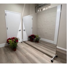 Glassless Mirror, Rolling Stand and Corkboard Back Panel, 36" W x 96" H
