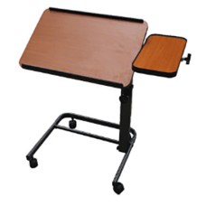 Acrobat Overbed Table, Adjustable Height, Tilt Top, Brown Maple