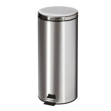 Clinton, Small Round Waste Receptacle. Stainless Steel, 32 Quart