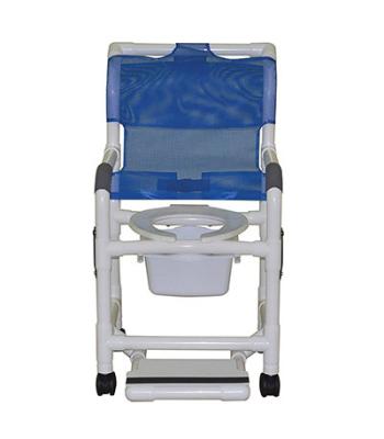 MJM International, shower chair (18"), twin casters (3"), double drop arms