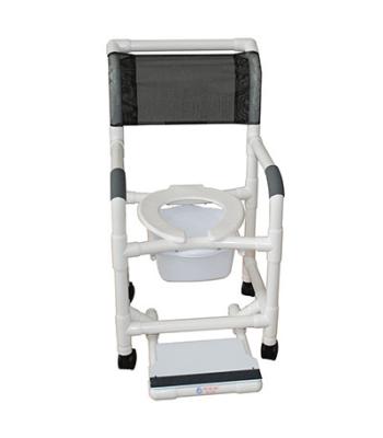 MJM International, shower chair (18"), twin casters (3"), sliding footrest