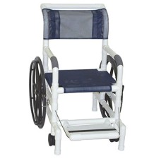 MJM International, aquatic/rehab shower transport chair (18"), rear wheels (24"), mesh sling seat