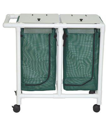 Double hamper with mesh bag - push/pull handle