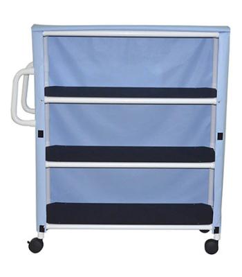 3-Shelf jumbo linen cart with mesh or solid vinyl cover - 5" casters