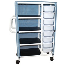 Combo cart with 4 shelves - 8 pull out tubs with mesh or solid vinyl cover