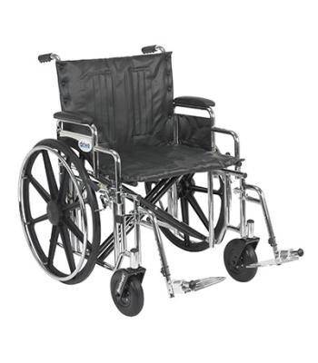 Sentra Extra Heavy Duty Wheelchair, Detachable Desk Arms, Swing away Footrests, 22" Seat