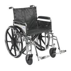 Sentra Extra Heavy Duty Wheelchair, Detachable Desk Arms, Swing away Footrests, 24" Seat