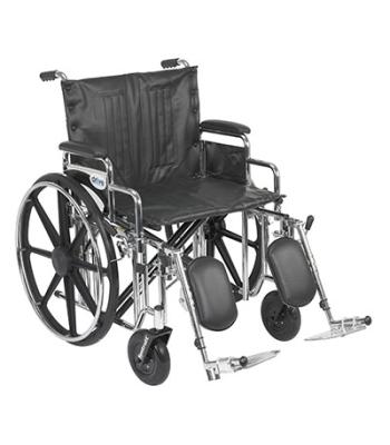 Sentra Extra Heavy Duty Wheelchair, Detachable Desk Arms, Elevating Leg Rests, 22" Seat