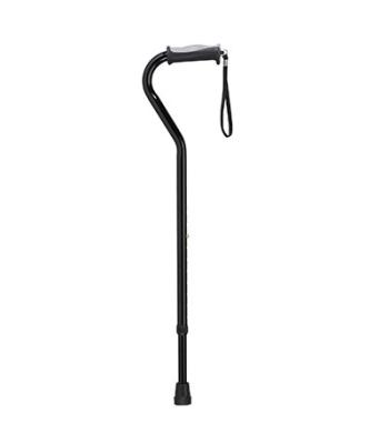 Drive, Adjustable Height Offset Handle Cane with Gel Hand Grip, Black