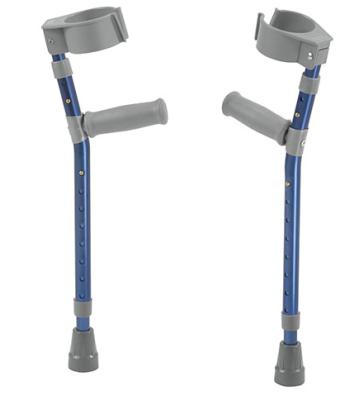 Pediatric forearm crutches, pair, small (15" to 22" grip height), blue