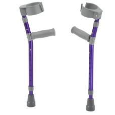 Pediatric forearm crutches, pair, small (15" to 22" grip height), purple