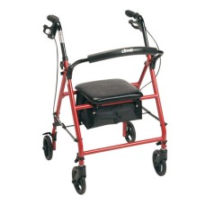Drive Steel Rollator with 6" Wheels, Knockdown, Red