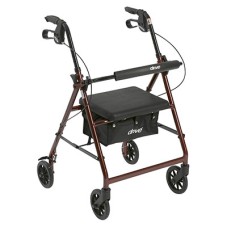 Drive, Rollator Rolling Walker with 6" Wheels, Fold Up Removable Back Support and Padded Seat, Red